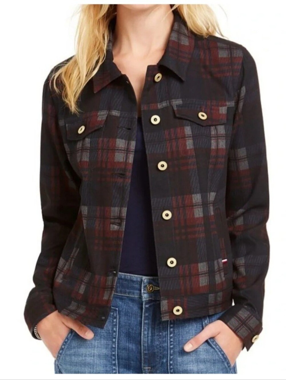 Tommy Hilfiger Plaid Trucker Jacket - Size XL